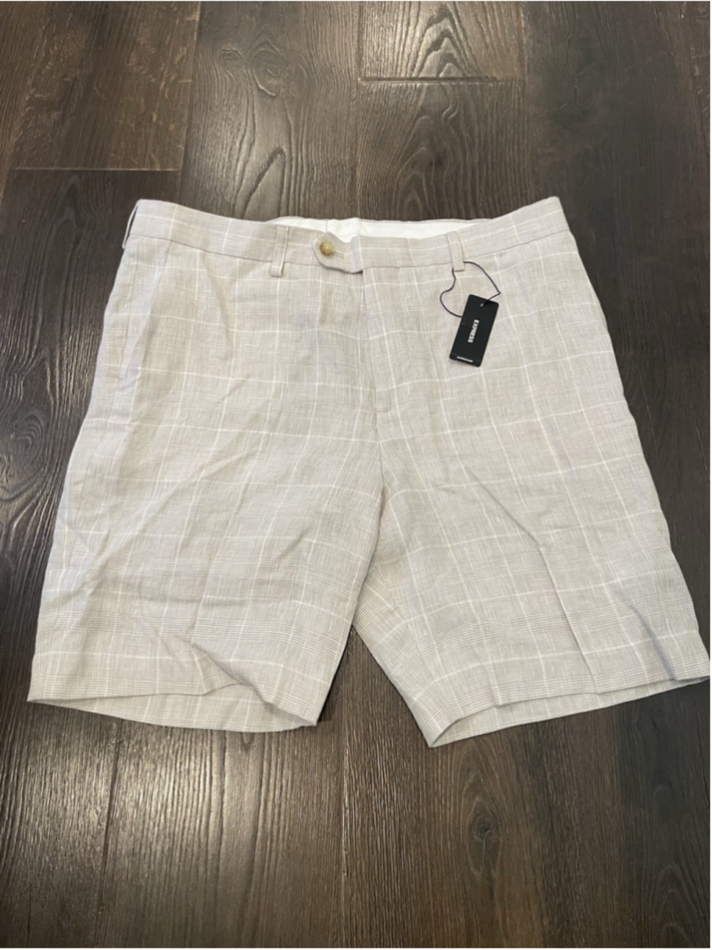 Express Shorts Mens 33 Gray 8" Slim Above The Knee Classsic Golf NWT 100% Linen